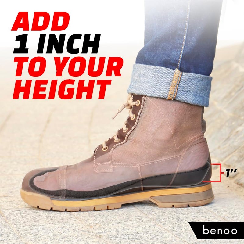 benoo نعال لزيادة الارتفاع للرجال (+1 بوصة) لرفع الأحذية للرجال، نعال داخلية لتعزيز الارتفاع الفوري للرجال، تناسب رفع الحذاء، حشوات أحذية مريحة لتسوية الأحذية للارتفاع (للرجال 10-11.5) - Image 2
